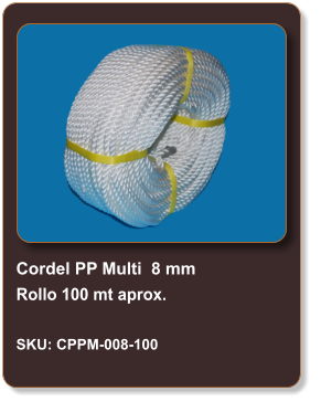 Cordel PP Multi  8 mm Rollo 100 mt aprox.  SKU: CPPM-008-100