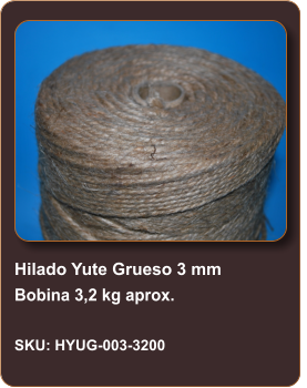 Hilado Yute Grueso 3 mm Bobina 3,2 kg aprox.  SKU: HYUG-003-3200