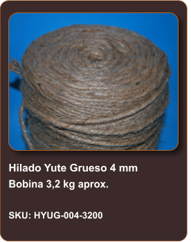 Hilado Yute Grueso 4 mm Bobina 3,2 kg aprox.  SKU: HYUG-004-3200