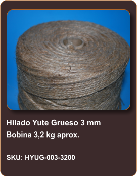 Hilado Yute Grueso 3 mm Bobina 3,2 kg aprox.  SKU: HYUG-003-3200